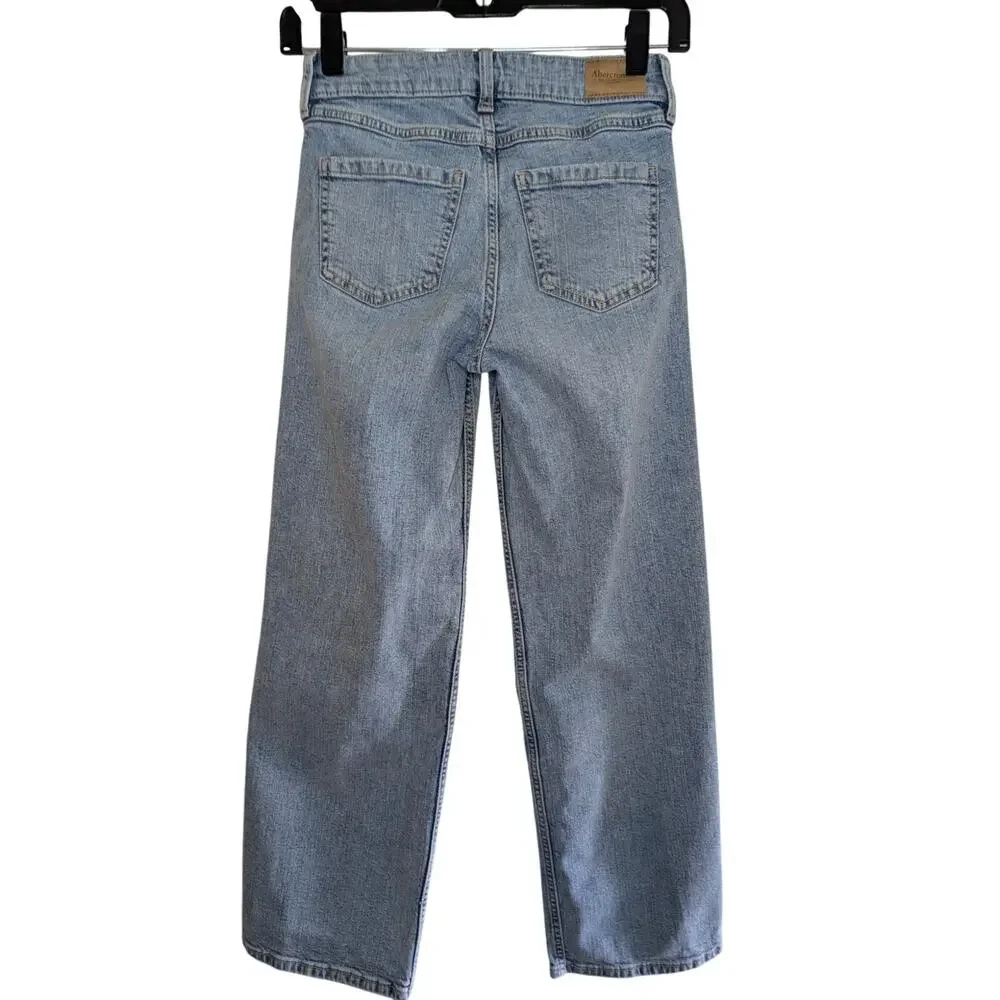 Abercrombie Kids Girls Bottoms, Light Wash High Rise Wide Leg Jeans, Sz 11/12R
